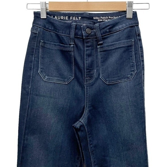 Laurie Felt Silky Patch Pocket Baby Bell High Waist Dark Wash Jeans Size XXS | 2 - Picture 5 of 14